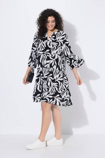 Plus size veliki brojevi Haljina midi 3/4 rukavi V izreza za punije