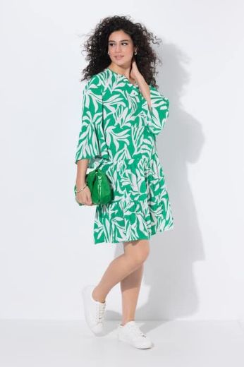 Plus size veliki brojevi Haljina midi 3/4 rukavi V izreza za punije