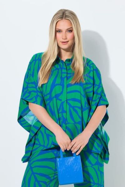 Veliki brojevi Bluza 3/4 rukava šireg kroja s kragnom moda za punije