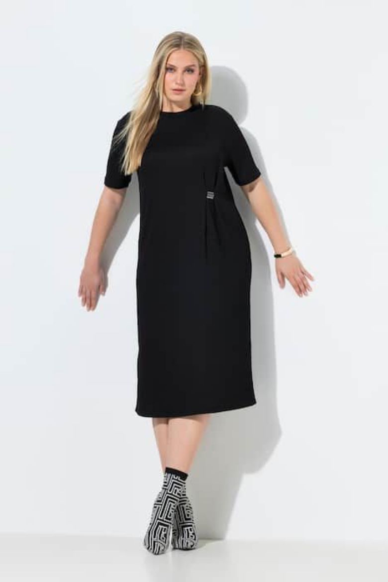 Plus size veliki brojevi Haljina midi kratkih rukava za punije