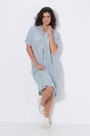 Plus size veliki brojevi Haljina na pruge V ovratnika za punije