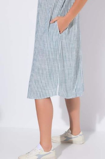 Plus size veliki brojevi Haljina na pruge V ovratnika za punije
