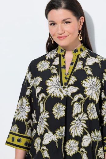 Plus size veliki brojevi Tunika elegantna 3/4 rukava A kroja s kragnom za punije