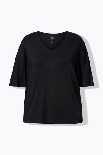Plus size veliki brojevi Majica srednje dugih rukava V izreza za punije