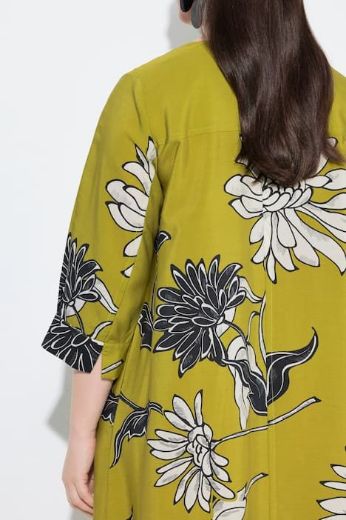 Plus size veliki brojevi Haljina elegantna midi 3/4 rukavi V izrez cvjetni uzorak za punije