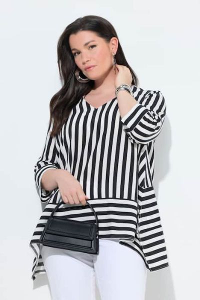 Veliki brojevi Bluza 3/4 rukava V izrez moda za punije