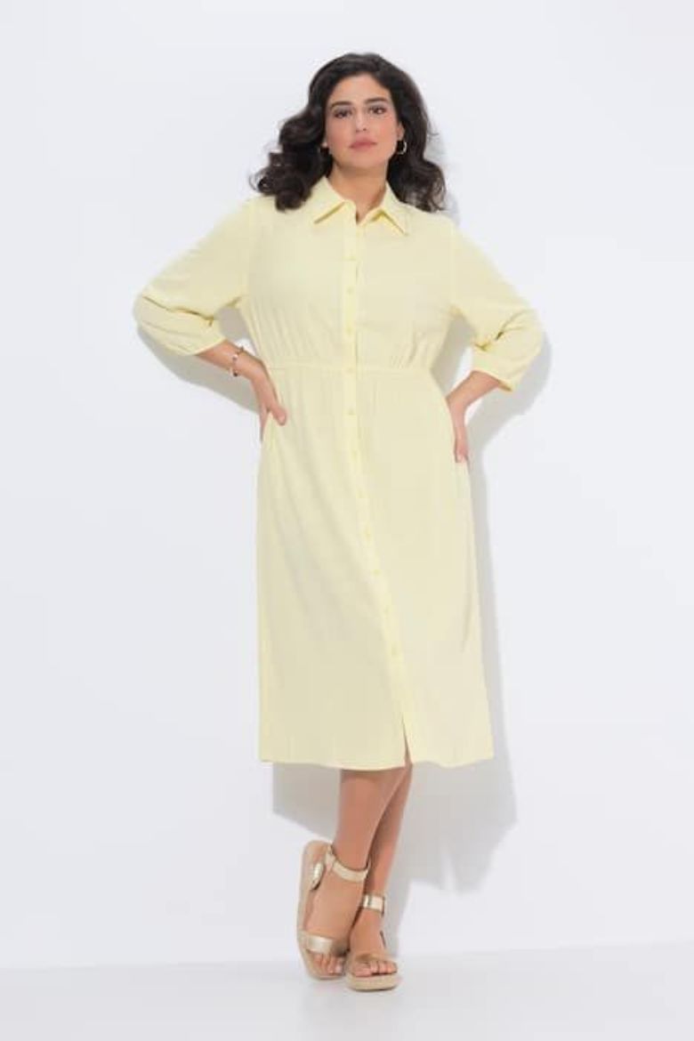 Plus size veliki brojevi Haljina 3/4 rukava s kragnom za punije