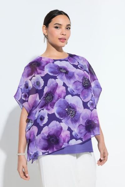 Veliki brojevi Bluza elegantna kratkih rukava dvoslojna cvjetnog printa moda za punije