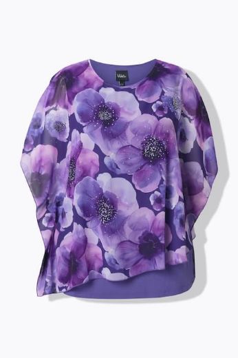 Plus size veliki brojevi Bluza elegantna kratkih rukava dvoslojna cvjetnog printa za punije