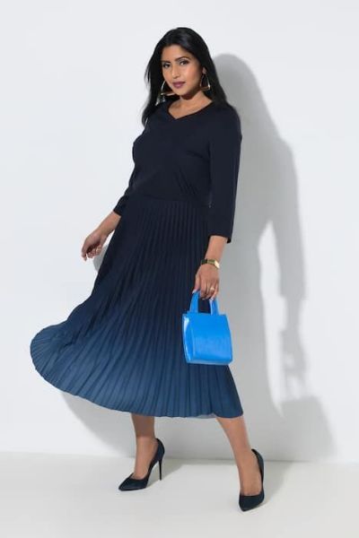 Veliki brojevi Haljina elegantna midi 3/4 rukava moda za punije