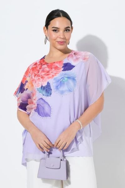 Veliki brojevi Bluza elegantna od šifona kratkih rukava moda za punije
