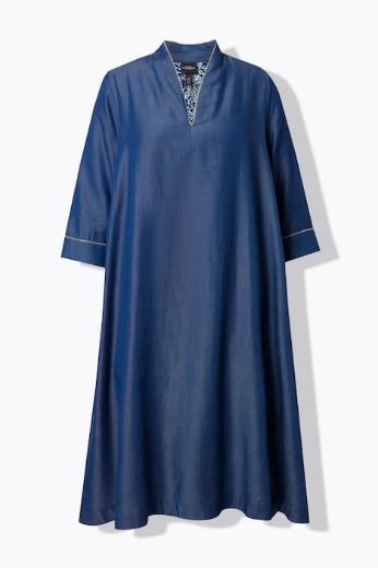 Plus size veliki brojevi Haljina 3/4 rukavi traper izgled za punije