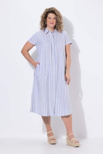 Plus size veliki brojevi Haljina maxi kratkih rukava prugasta pamučna za punije