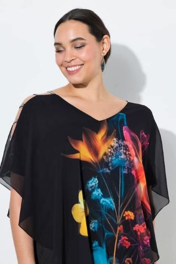 Plus size veliki brojevi Bluza kratkih rukava dvoslojna V izreza za punije