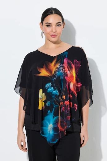 Plus size veliki brojevi Bluza kratkih rukava dvoslojna V izreza za punije