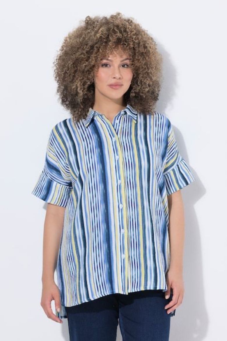 Plus size veliki brojevi Bluza kratkih rukava šireg kroja muselin za punije