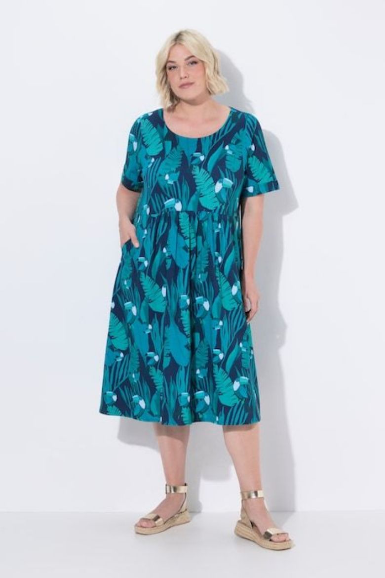 Plus size veliki brojevi Haljina midi kratkih rukava za punije